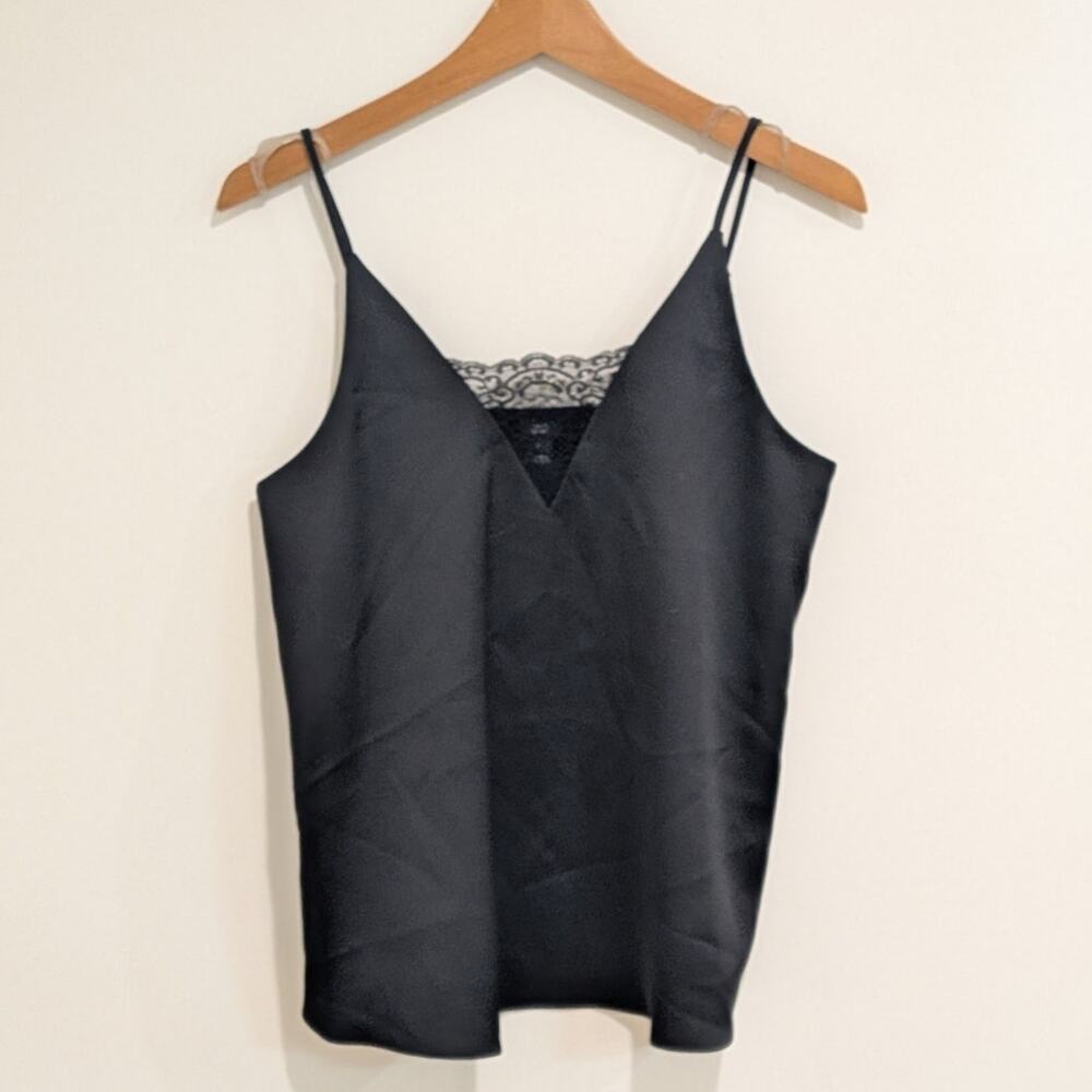 Women's Lace V-neck, Satin-like Black Cami Whimsigoth Goth Fairy Grunge Witchy